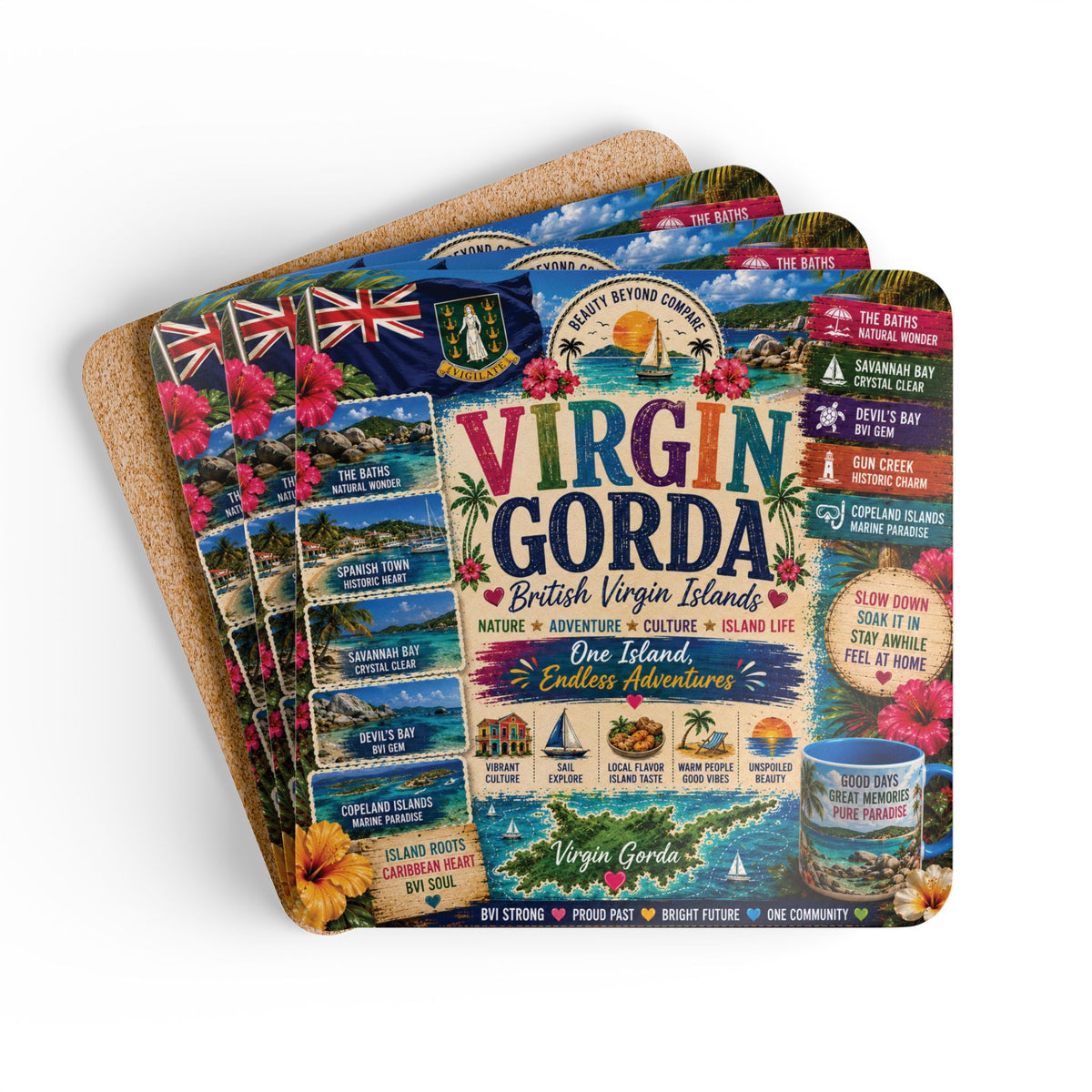 Virgin Gorda B.V.I. Coaster Set