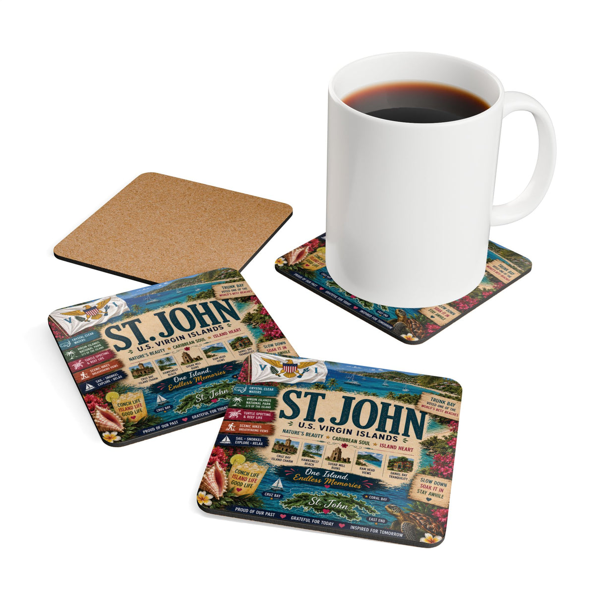 St. John U.S.V.I. Coaster Set