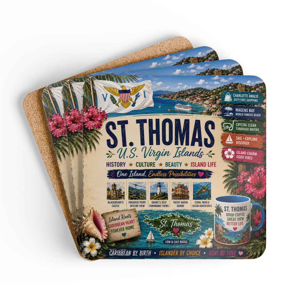St. Thomas U.S.V.I. Coaster Set