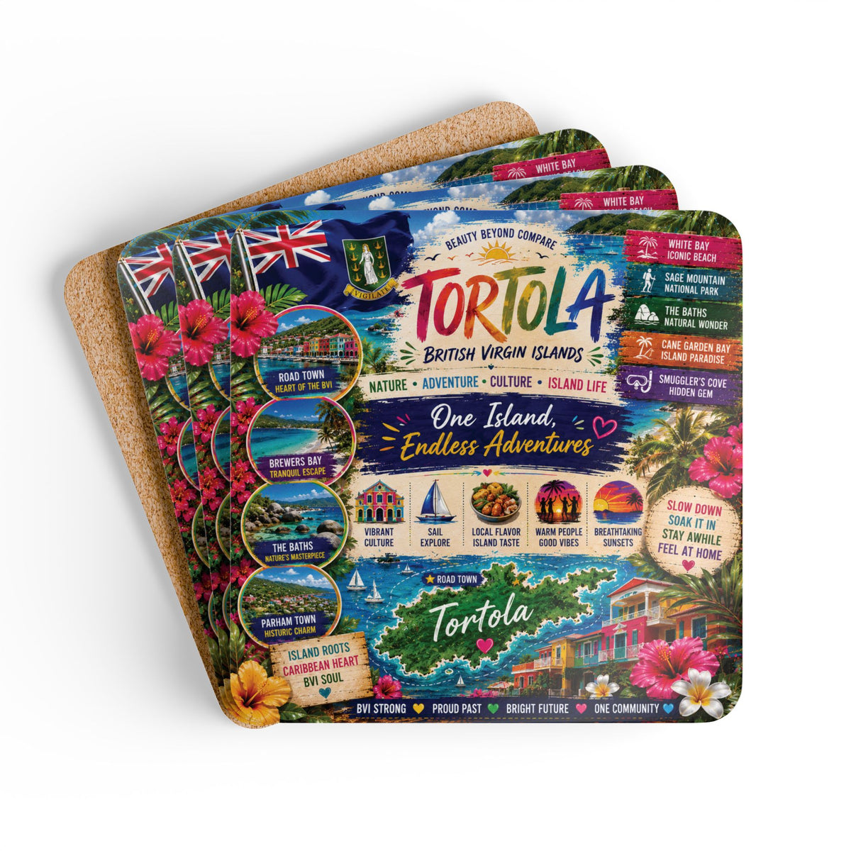 Tortola B.V.I. Coaster Set