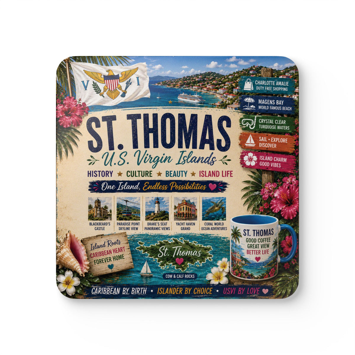 St. Thomas U.S.V.I. Coaster Set