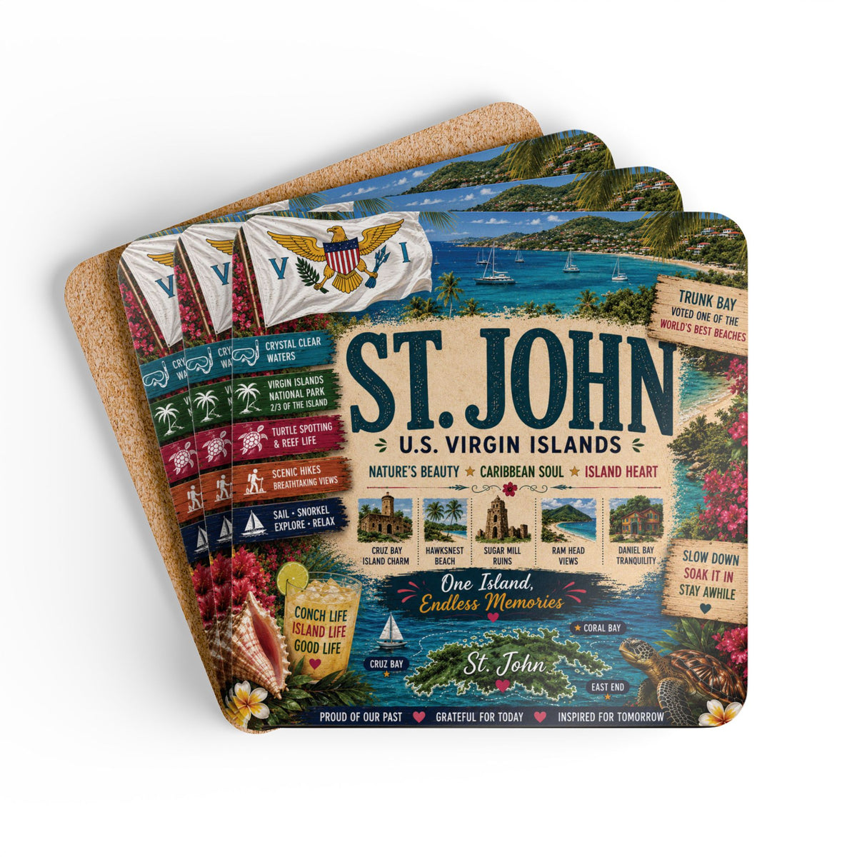 St. John U.S.V.I. Coaster Set