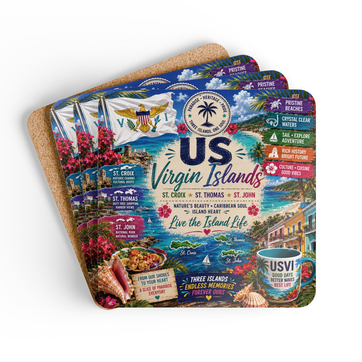 U.S. Virgin Islands Coaster Set